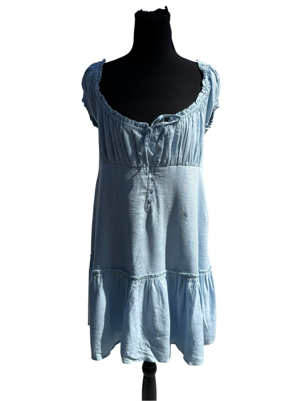 Aeropostale Light Blue Ruffled Scoop-Neck Mini Dress